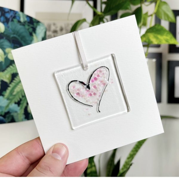 Fused Glass Heart Card 🛍