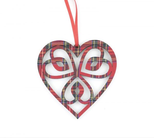 Tartan Celtic Heart hanging Christmas decoration souvenir