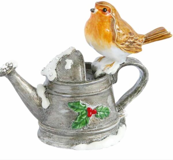Trinket Box Robin on Watering Can
