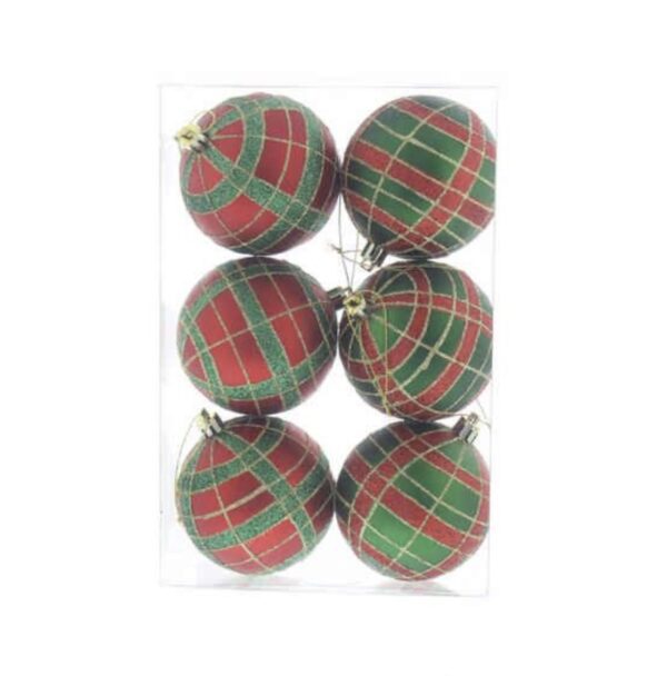 Box of 6 Tartan Baubles