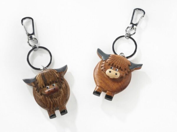 Wooden Highland Cow Keyring