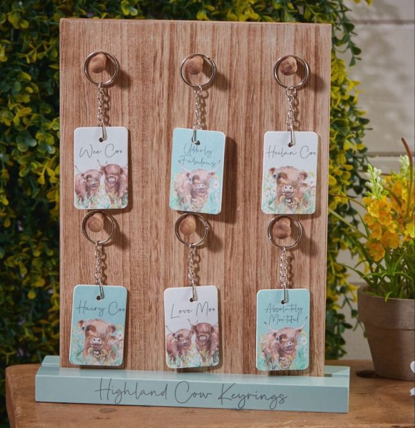 Highland Cow Wooden Keyring