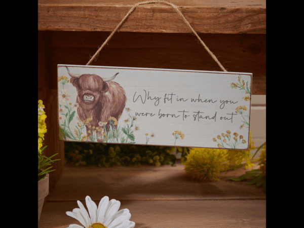 Highland Cow plaque hanger floral - Image 4