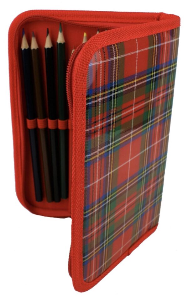 Tartan Pencil Case filled with Stationary